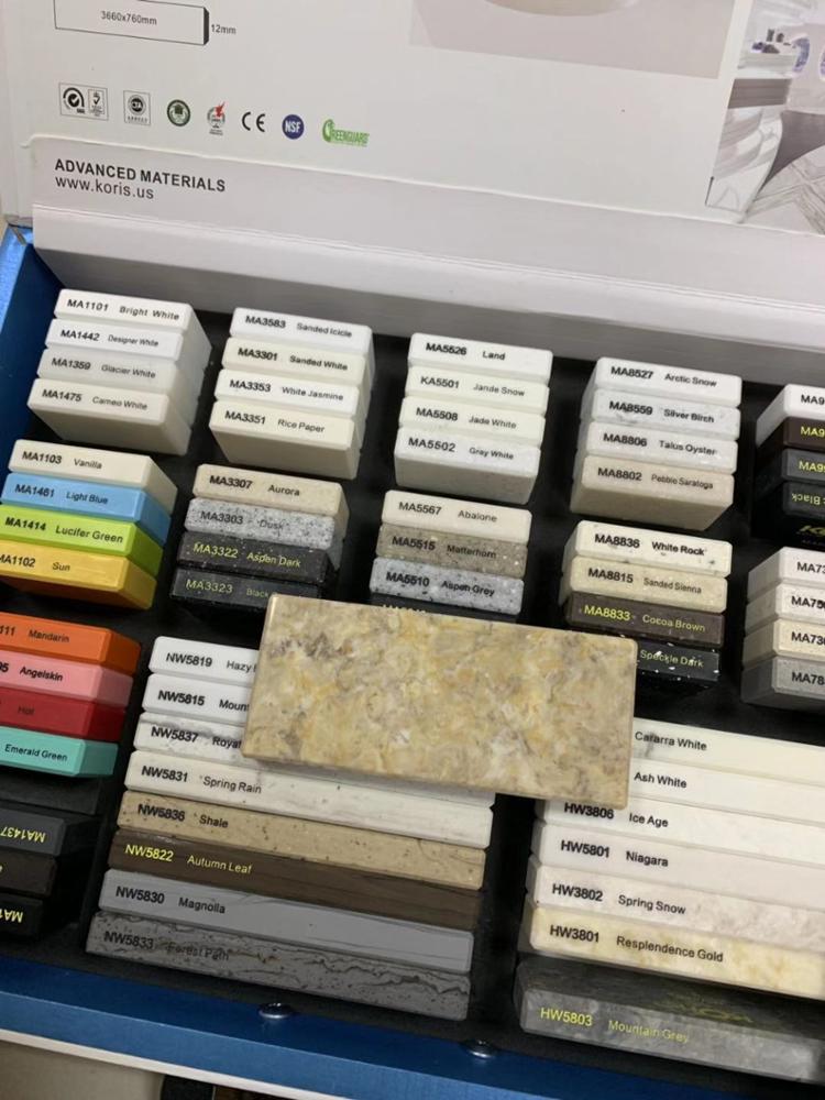 Losa de cuarzo Hoja de piedra artificial Encimeras de superficie sólida negra acrílica
