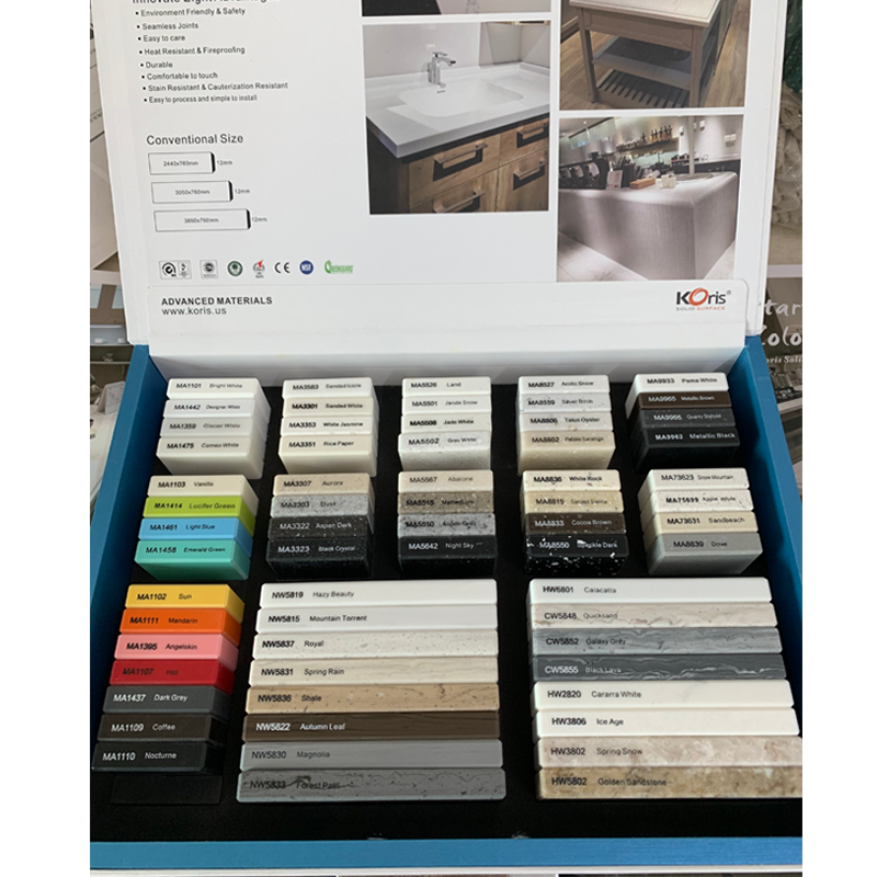 Nueva superficie sólida acrílica modificada resistente a las manchas de color para gabinete de cocina